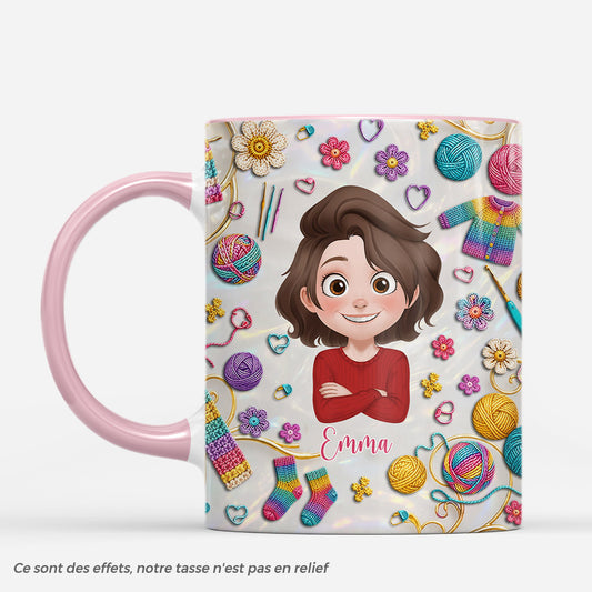 9132MFR1 effet dimpression 3d mug personnalise prenom pour femme cadeau pour tricoteuse dessin laine 9132m6esa