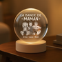 9134LFR2 boule de cristal personnalisee cadeau la bande a mamie avec photo des enfants 9134lnf5a