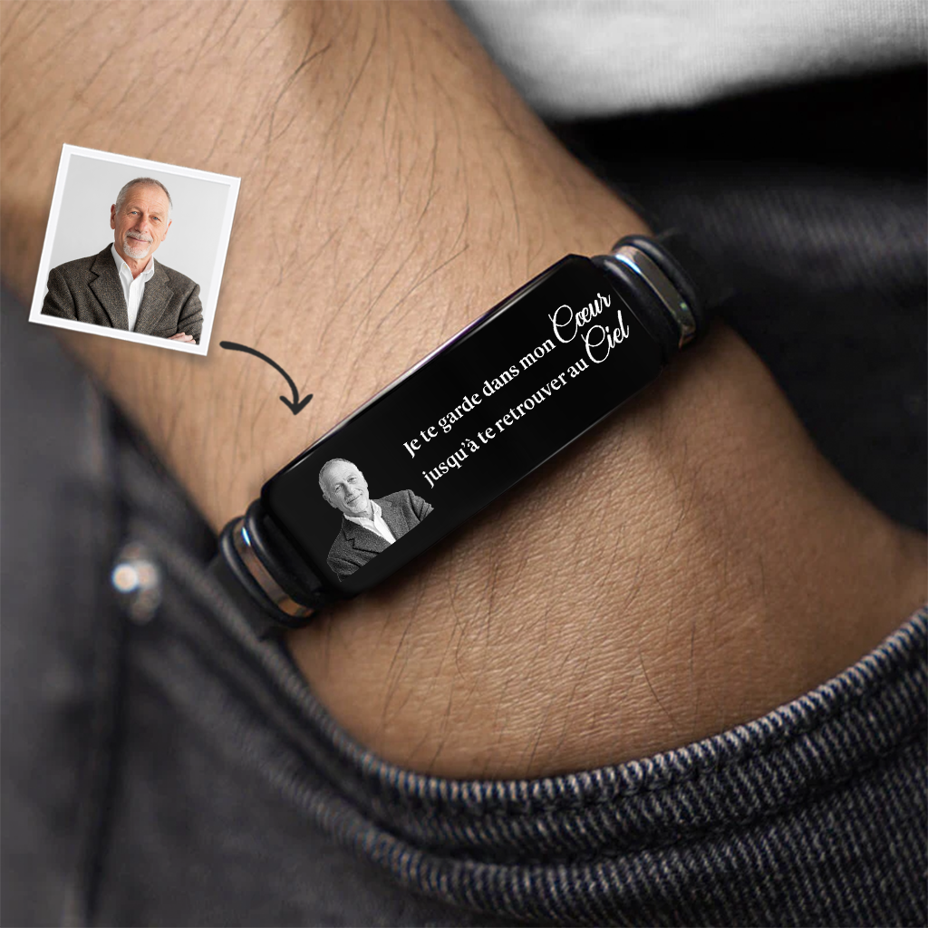 9187JFR2 bracelet photo personnalise commemoratif un calin de maman et papa 9187j3fca