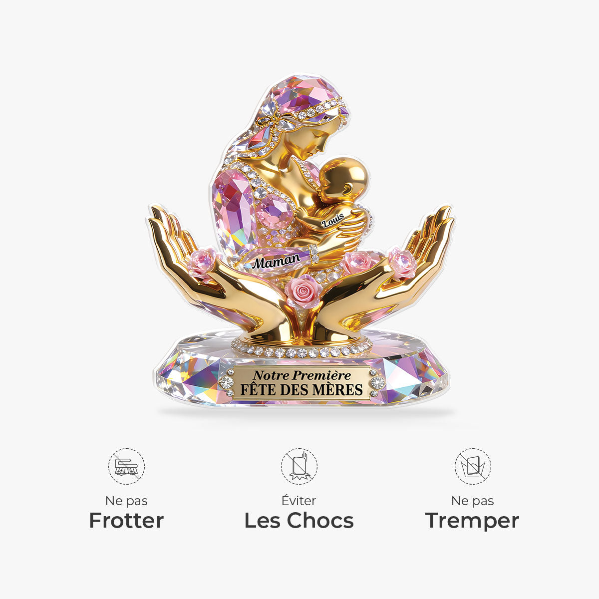 9201AFR4 bloc acrylique personnalise forme decoupee pour jeune maman cadeau premiere fete des meres 9201arapla