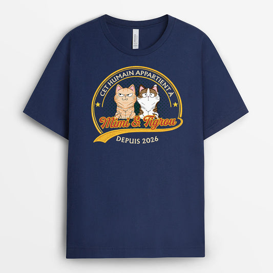 9203AFR2 t shirt personnalise chat dessin cet humain appartient a 9203aaysd