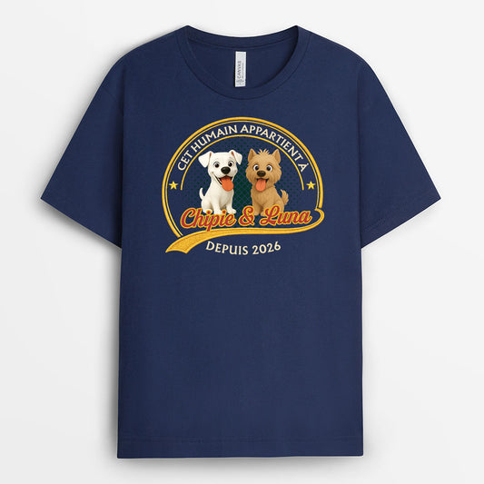 9203AFR2 t shirt personnalise chien dessin cet humain appartient a 9203aaysc