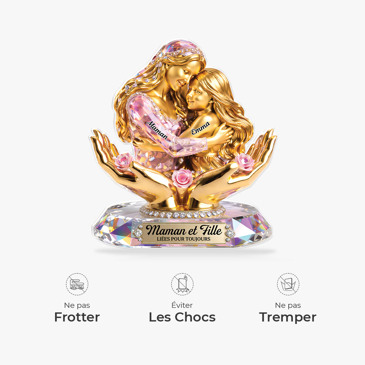 9215AFR4 effet dimpression 3d bloc acrylique personnalise forme originale cadeau maman et fille 9215adadla