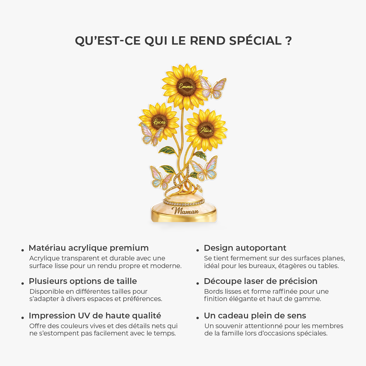 9218AFR5 effet dimpression 3d bloc acrylique personnalise forme decoupee cadeau mamie maman elegant 9218arafpa