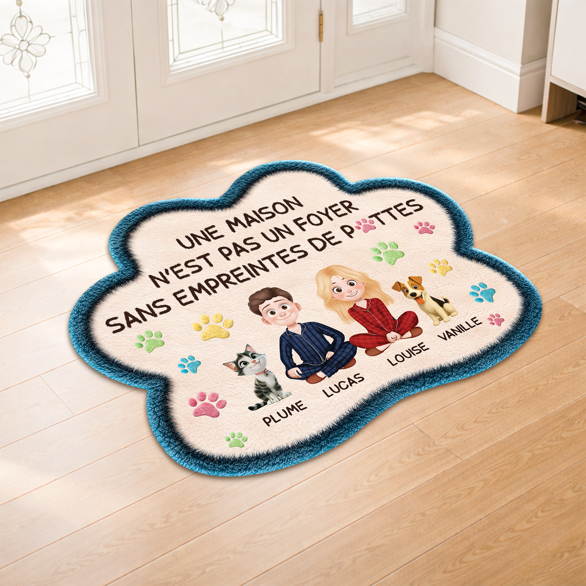 9228AFR2 effet dimpression 3d paillasson chat personnalise forme originale maison avec des pattes 9228adnxnd