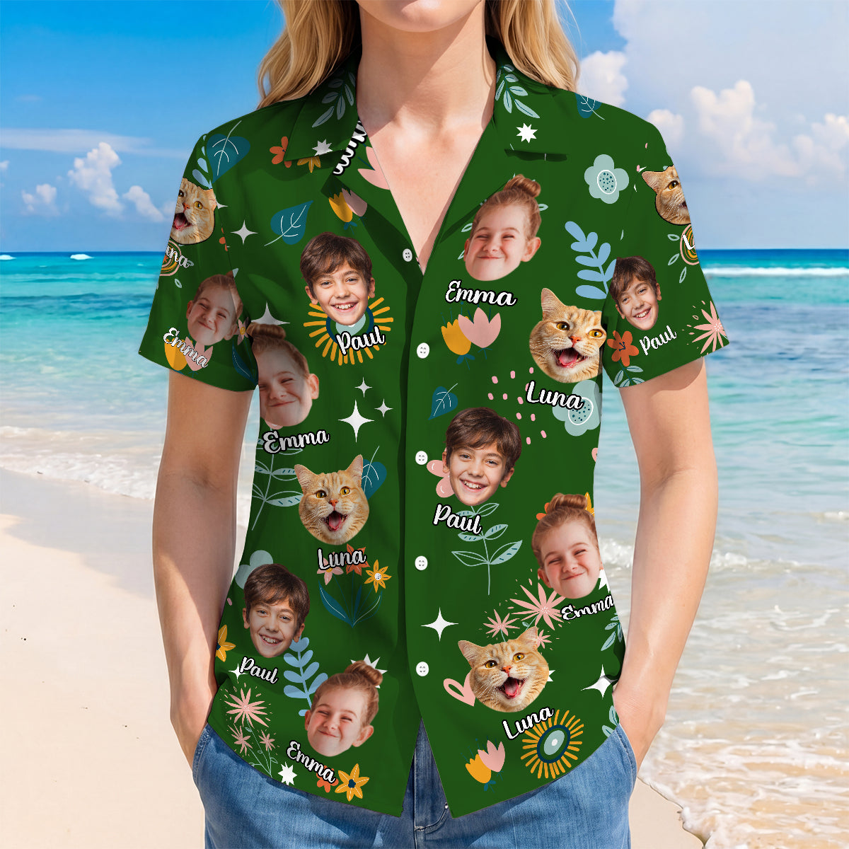 9240AFR2 chemise a fleurs hawaienne homme et femme personnalisee photo cadeau ideal pour ete 9240aa6yca