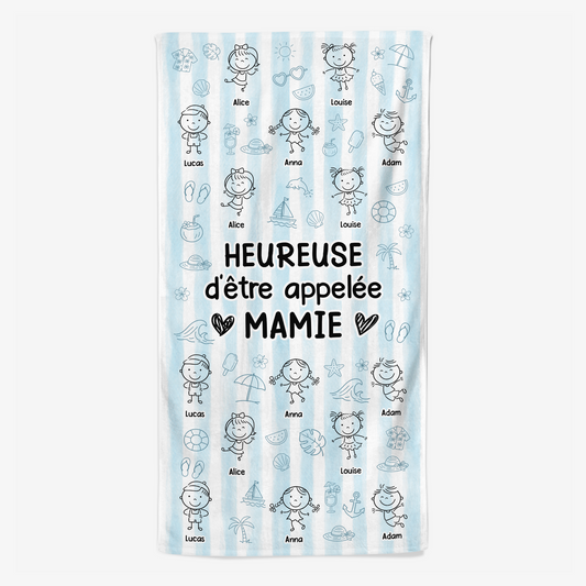 9273BFR1 serviette plage personnalisee_ pour ete appelee mamie et maman 9273bskna