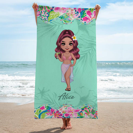 9280BFR2 serviette de plage imprime personnalise_ cadeau ete pour femme 9280bndna