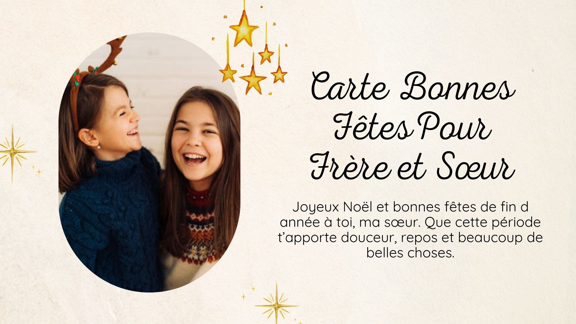 Carte Bonnes Fêtes De Fin D'année Touchante Pour Sœur