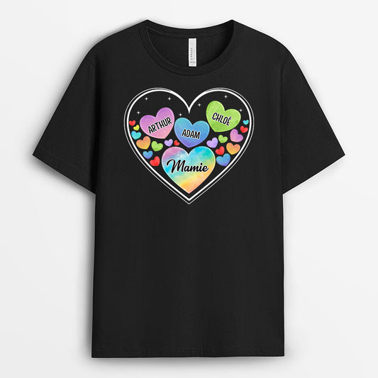 FR0937A1 Cadeau Personnalise T shirt Coeur Maman Mamie