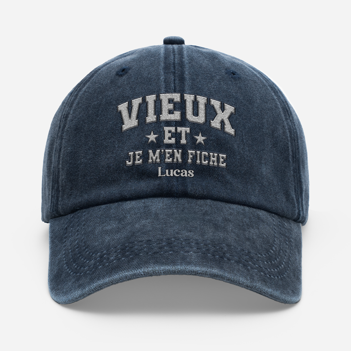 [Effet dImpression 3D] Casquette Délavée Personnalisée Homme Femme - Vieux Et Je M’en Fiche