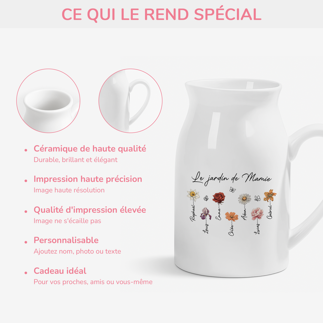Vase Personnalisé Mamie - Le Jardin de Mamie - Cadeau Plus