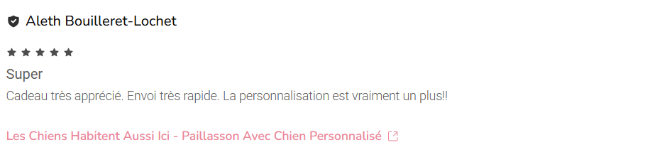 Avis clients sur livraison paillasson Cadeau Plus
