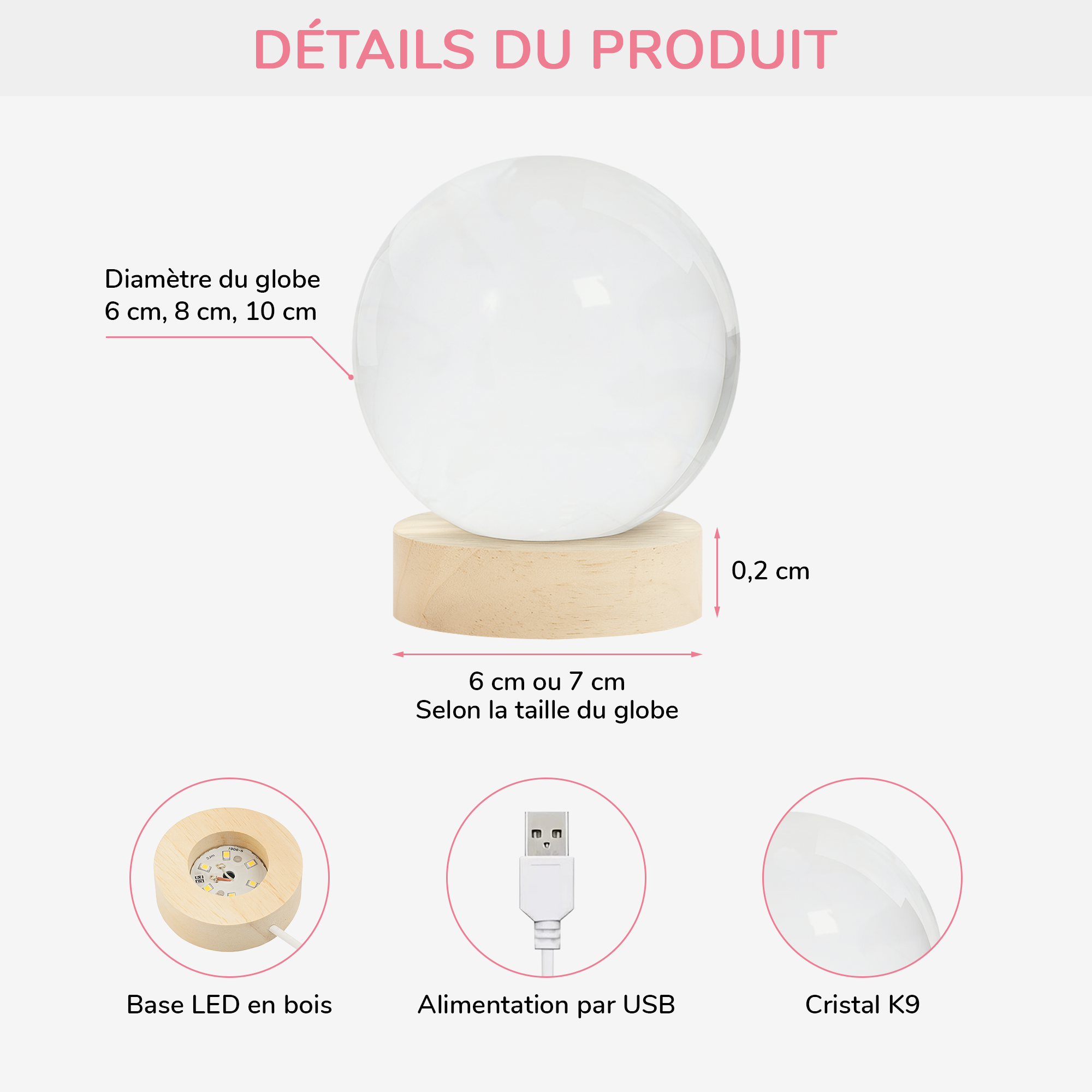 Veilleuse Boule De Cristal Personnalisée