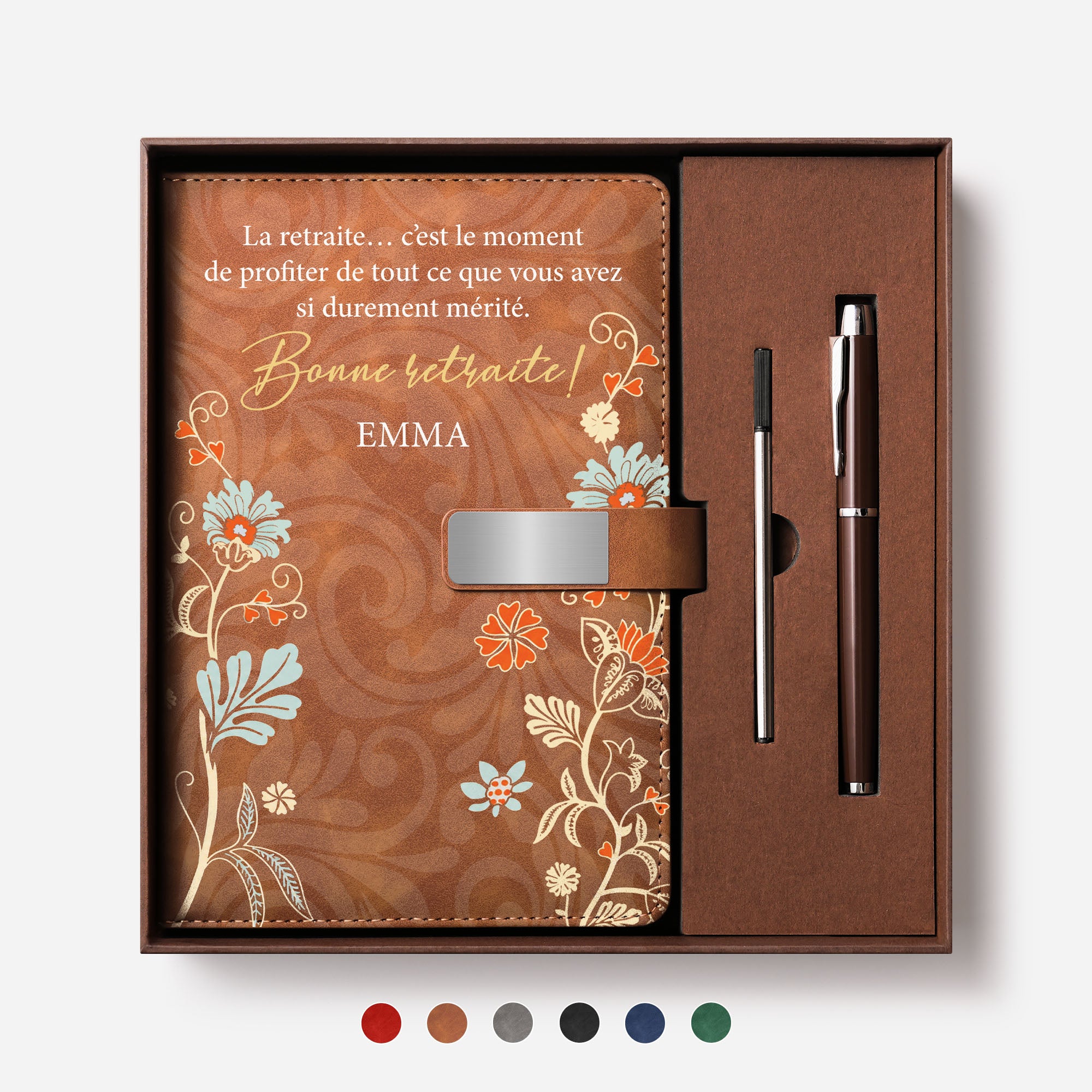 Coffret Carnet En Cuir Personnalisable Avec Stylo - Bonne Retraite 商品缩略图