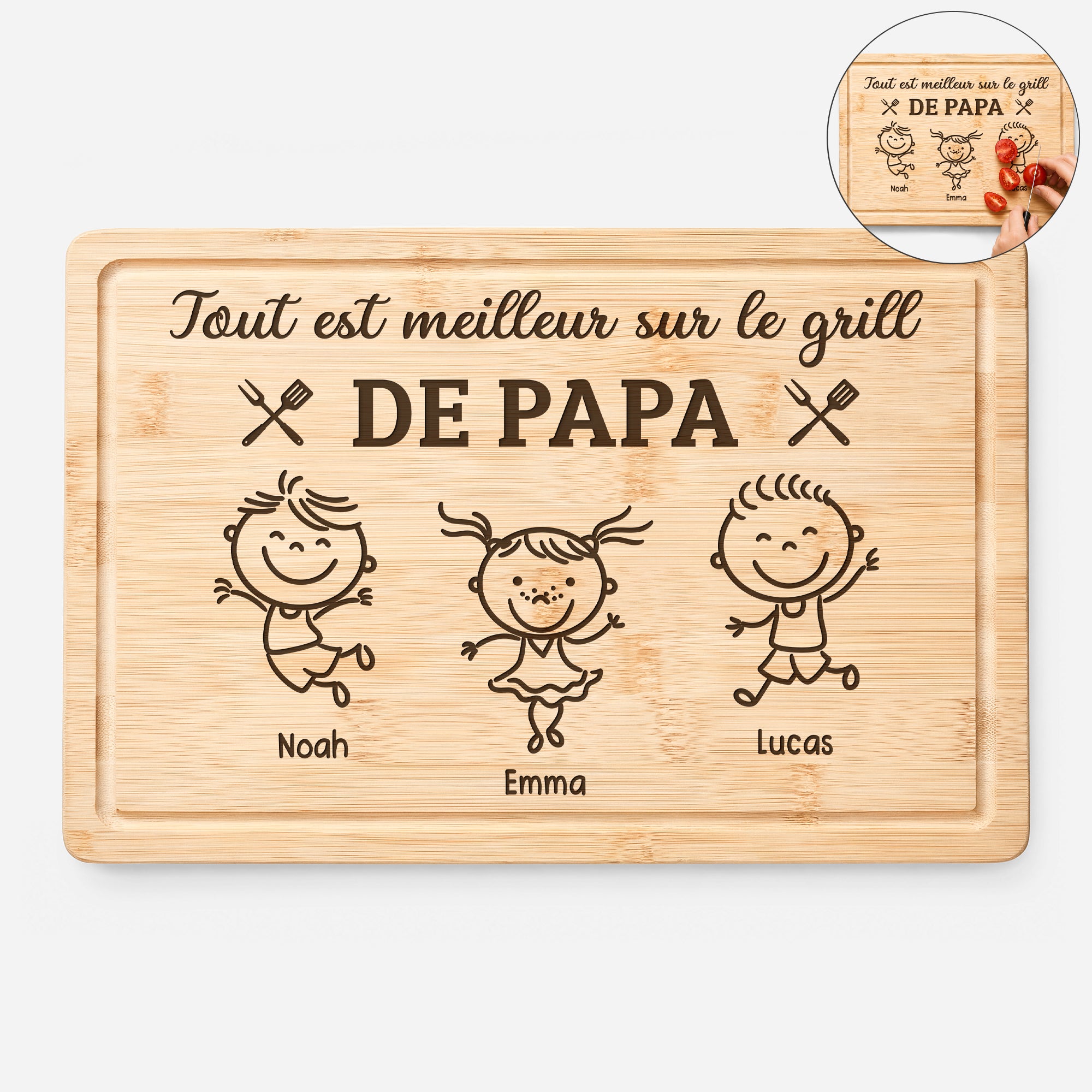 Planche À Découper Bois Personnalisée - Cadeau Papa Papy Tout Est Meilleur