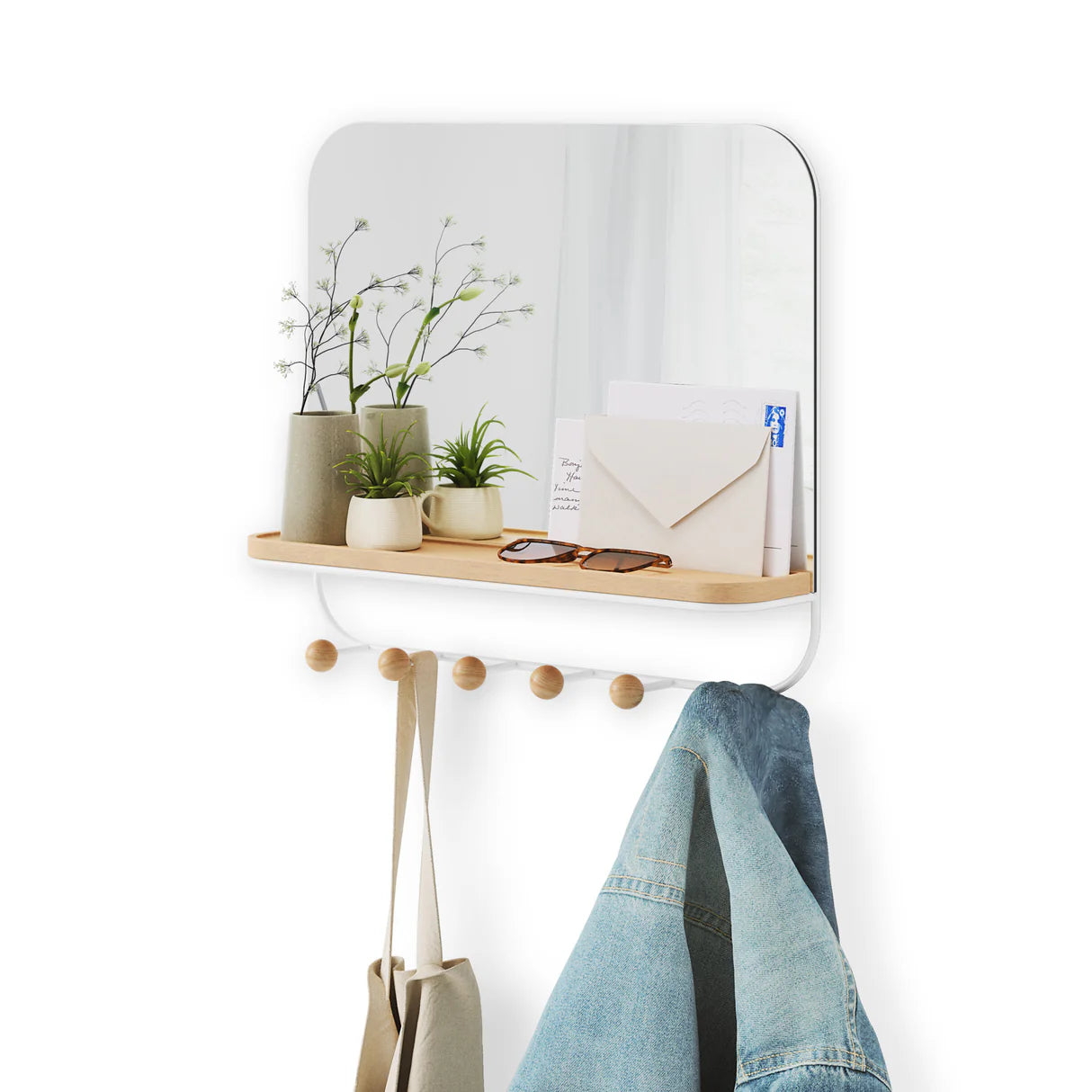 Miroir avec tablette et porte-clés - idee cadeau maison