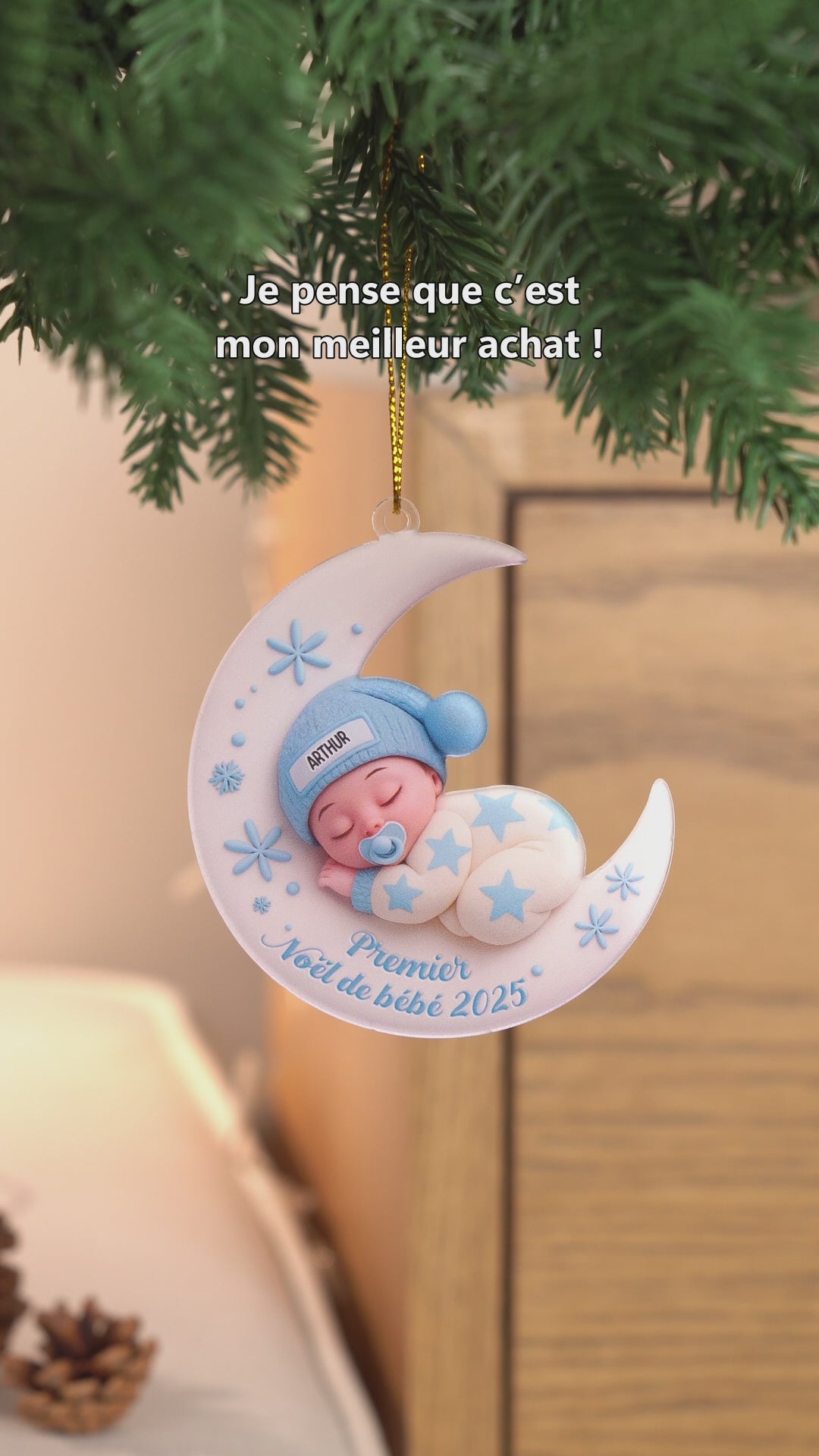 Boule De Noël Personnalisée Premier Noël De Bébé - Ornement Acrylique Avec Photo - Cadeau 1er Noël - 2