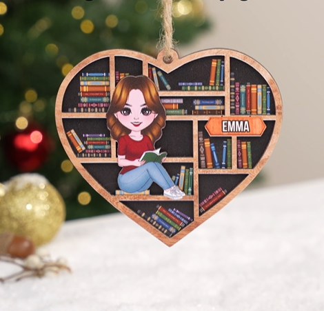 Ornement Bois Personnalisé "Juste Une Fille Qui Aime Les Livres" - Décoration Noël Ou Cadeau Pour Lectrice - 8