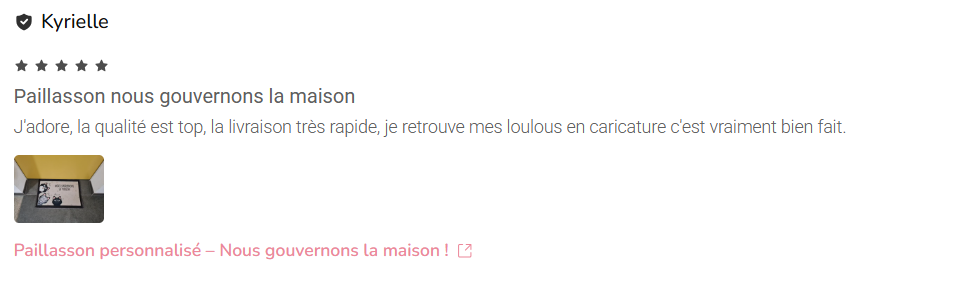 Avis client qualité du paillasson Cadeau Plus