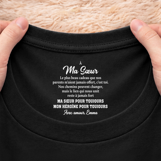tee shirt personnalise texte a l_interieur du col de couleur foncee cadeau frere et soeur_ 9255aacfpb