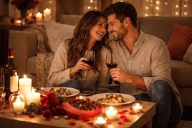 Dîner romantique préparé à la maison
