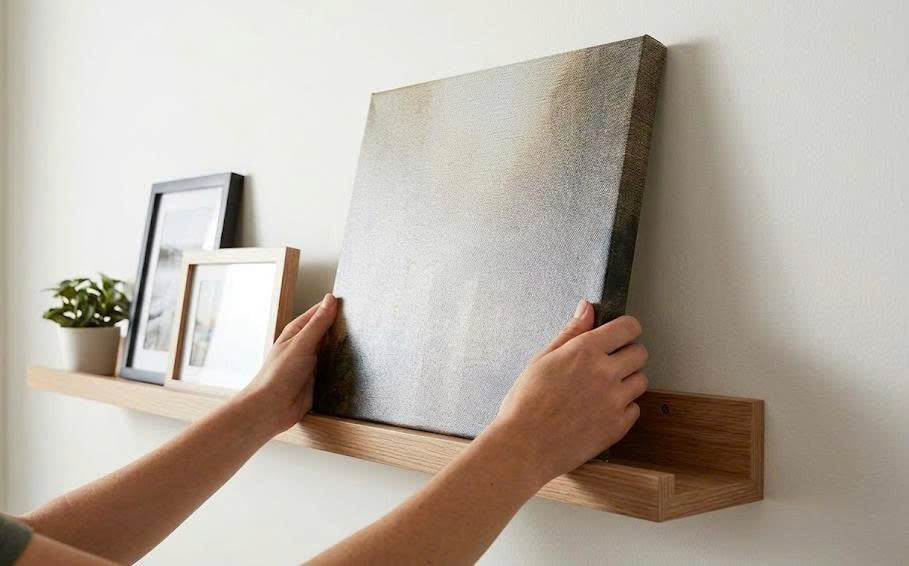 Poser une toile sur une étagère ou un meuble