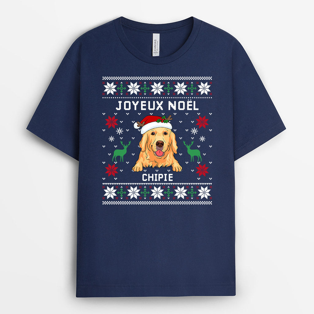 0506AFR2 Cadeau Personnalise T shirt Chien Amoureux Des Chiens Noel_f33cf32c eb61 4112 b883 d0004072040a