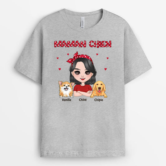 0607AFR2 Cadeau Personnalise T shirt Maman Chien Amoureux des Chiens_e38ae020 4bd7 4447 bf59 91ac59649391