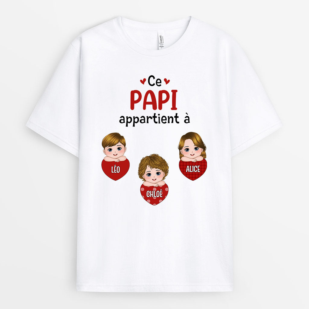 0696AFR1 Cadeau Personnalise T shirt Coeurs Papa Papi_e3dc82d1 937d 4e05 ae7b 49eadae244de