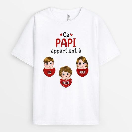 0696AFR1 Cadeau Personnalise T shirt Coeurs Papa Papi_e3dc82d1 937d 4e05 ae7b 49eadae244de