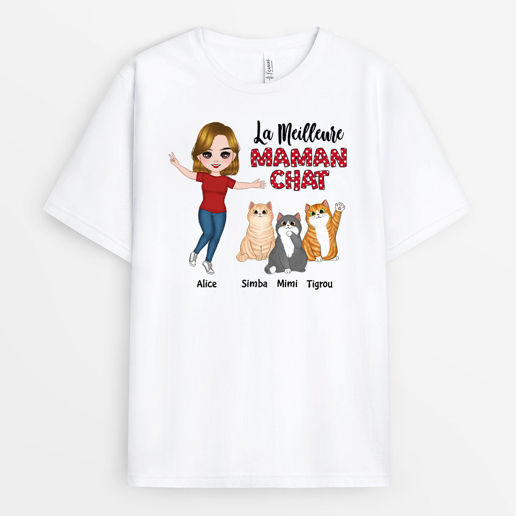 0820AFR1 Cadeau Personnalise T shirt Maman Chat Amoureux des Chats_9da9db3b c01c 47e4 8e5a 35f5a0322c1f