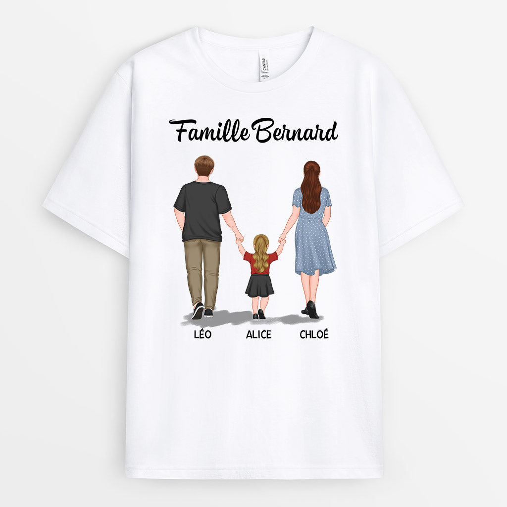 Tee-Shirt Personnalisé Famille Naissance Enfant Maman Papa Mamie Tata Chat Cadeau Humoristique Femme Bébé Garçon Fille (FR/ES, Alpha/Lettres, S, Taille Normale, Taille Normale, Blanc