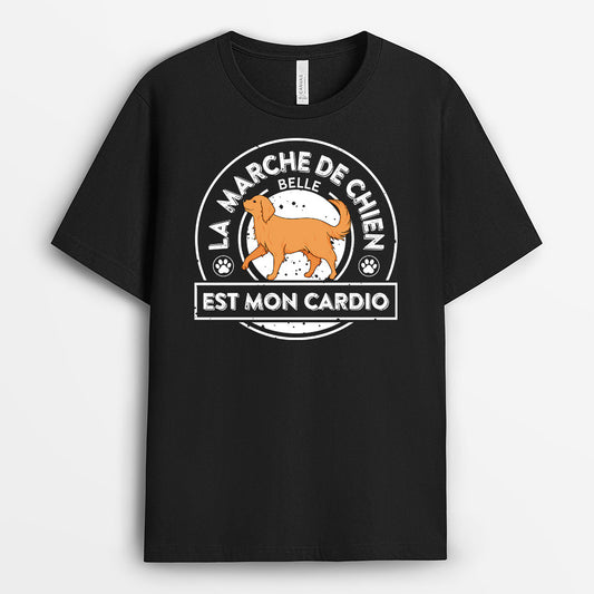 0851AFR1 Cadeau Personnalise T shirt Marche Cardio Amoureux des Chiens
