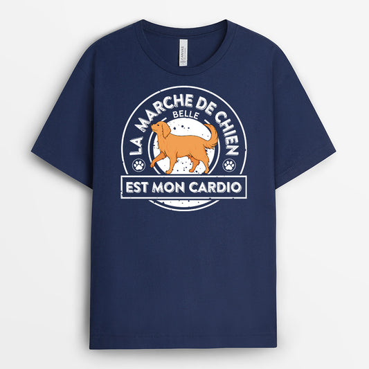 0851AFR2 Cadeau Personnalise T shirt Marche Cardio Amoureux des Chiens
