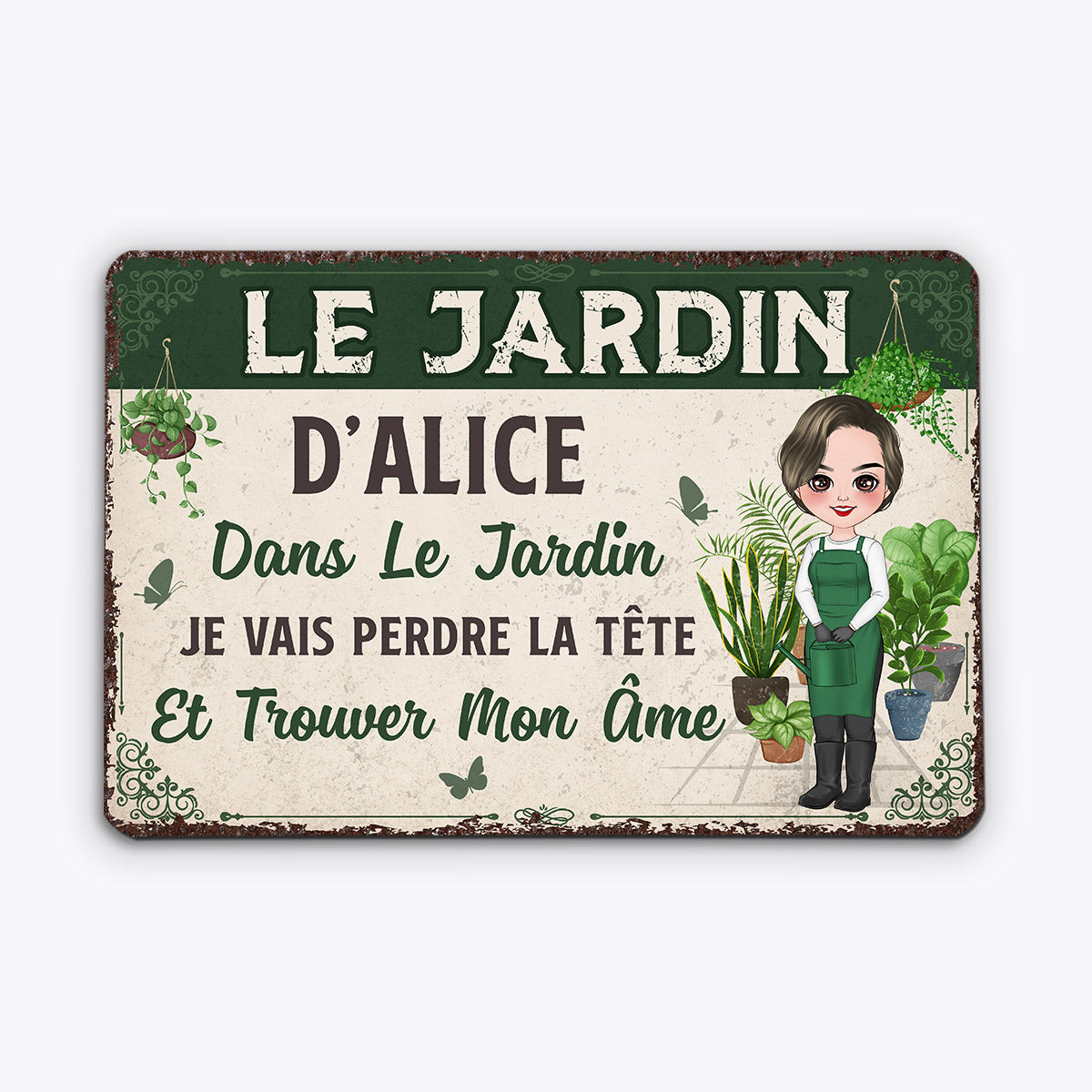 0864EFR3 Cadeau Personnalise Plaque Jardin Ame Maman Mamie