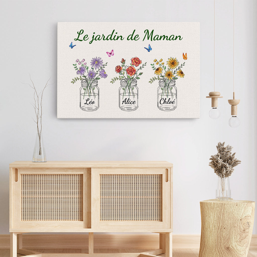 0869CFR3 Cadeau Personnalise Toile Jardin Maman Mamie