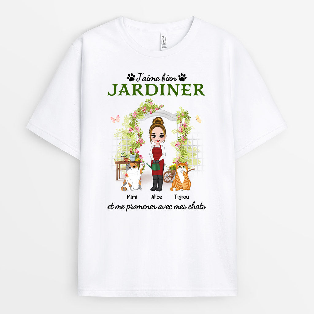 0873AFR1 Cadeau Personnalise T shirt Jardinage Amoureux des Chats_d5a0f809 320e 4dff ab6e bb9c7ddd5863