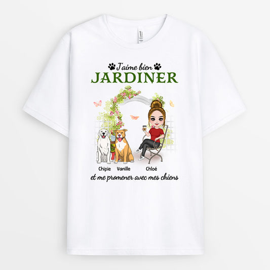 0873AFR1 Cadeau Personnalise T shirt Jardinage Amoureux des Chiens