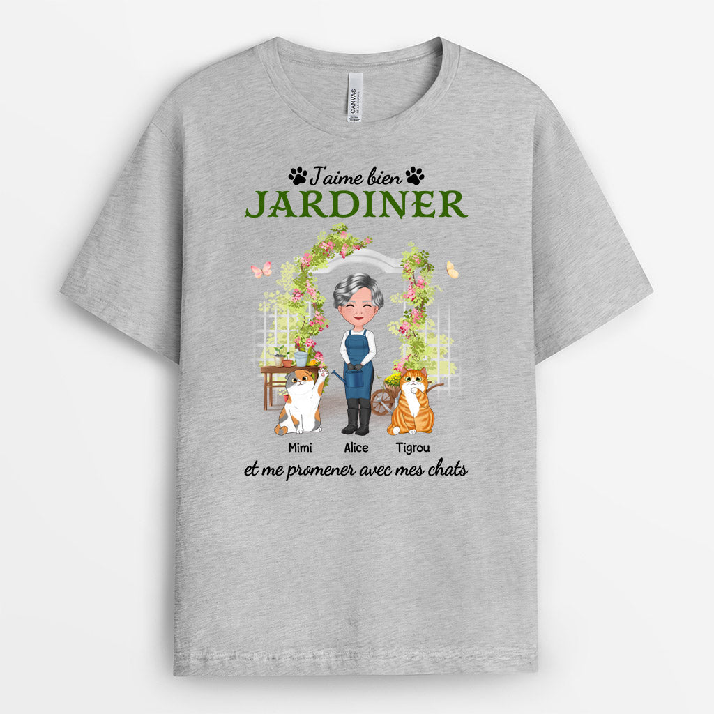 0873AFR2 Cadeau Personnalise T shirt Jardinage Amoureux des Chats