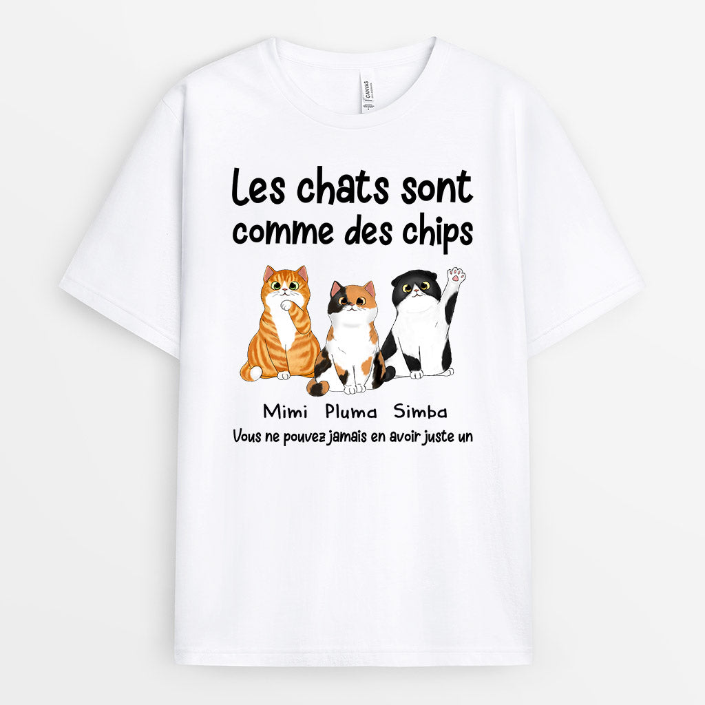 0874AFR1 Cadeau Personnalise T shirt Chats Chips Amoureux des Chats_7c810087 451a 4f44 b201 6ae6e1fad43d