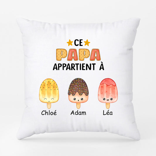 0876PFR1 Cadeau Personnalise Coussin Glace Papy Papa