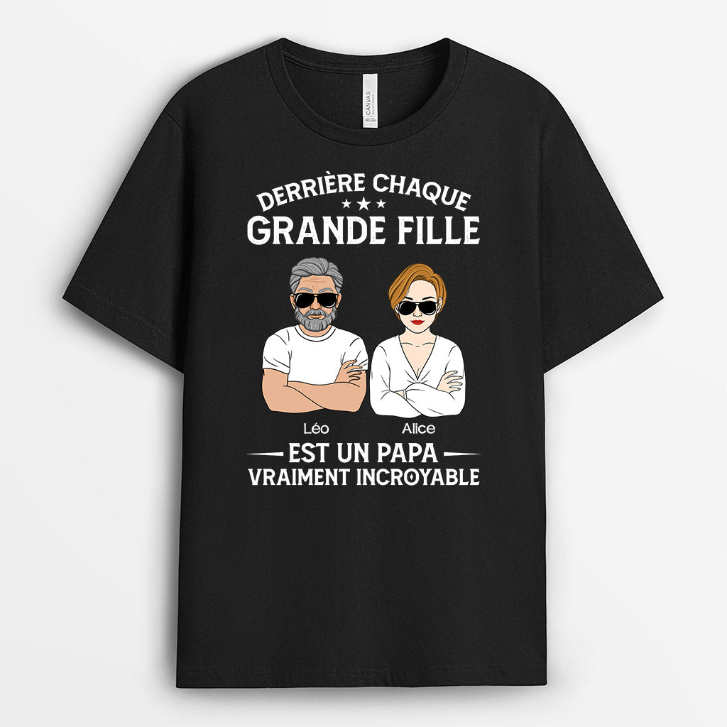 0880AFR1 Cadeau Personnalise T shirt Derriere Enfant Papy Papa