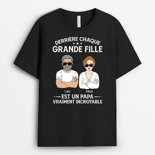 0880AFR1 Cadeau Personnalise T shirt Derriere Enfant Papy Papa