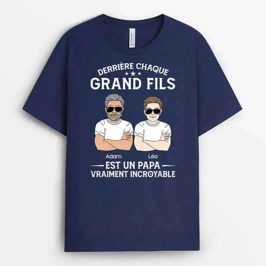 0880AFR2 Cadeau Personnalise T shirt Derriere Enfant Papy Papa