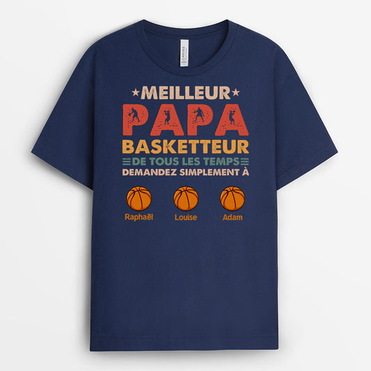 0881AFR1 Cadeau Personnalise T shirt Basketteur Papy Papa