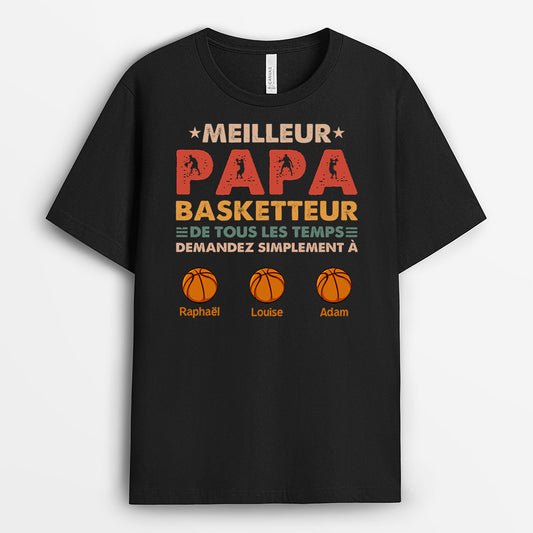 0881AFR2 Cadeau Personnalise T shirt Basketteur Papy Papa