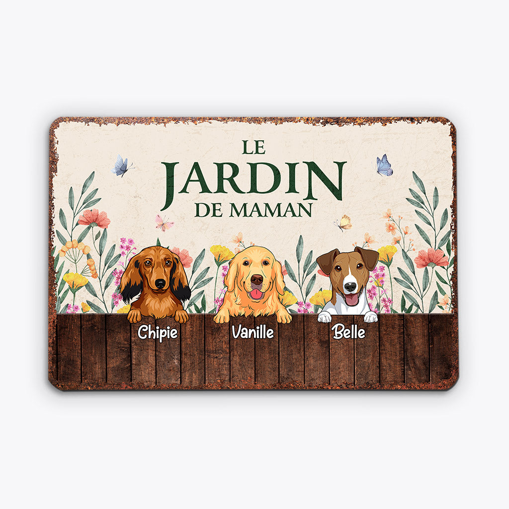 Plaque Métal Personnalisée Le Jardin De Mamie - Décoration Murale Vintage 30x20cm Pour Extérieur