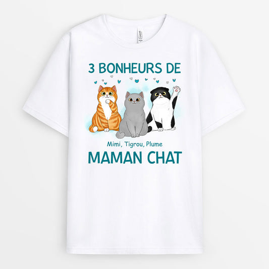 0891AFR1 Cadeau Personnalise T shirt Les Bonheurs Amoureux desChats