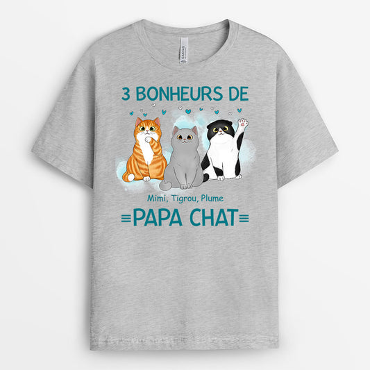 0891AFR2 Cadeau Personnalise T shirt Les Bonheurs Amoureux desChats